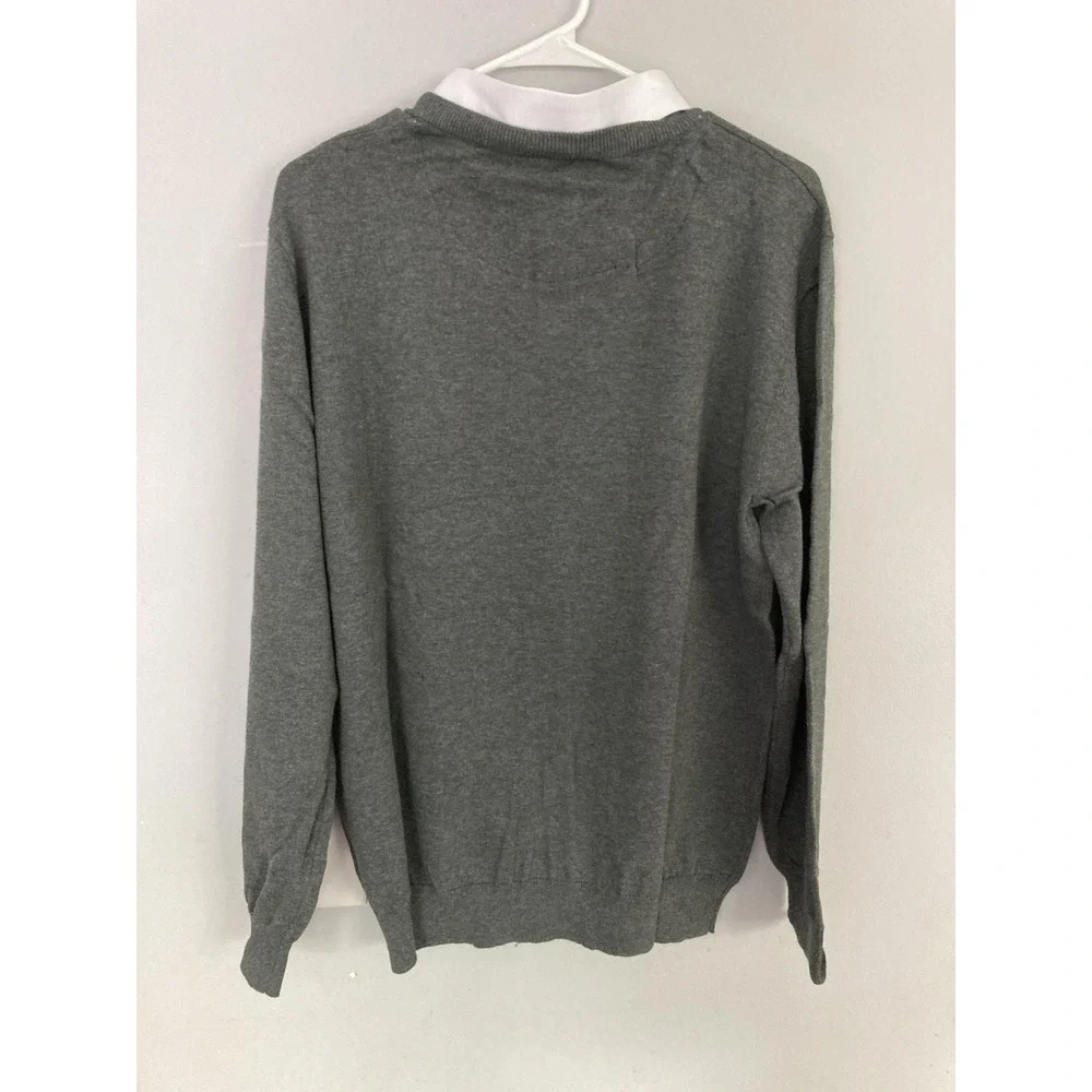 Vtg Flying Point Apparel Sweater Men XL Vneck Cotton 1 Piece Shirt Collar NEW
